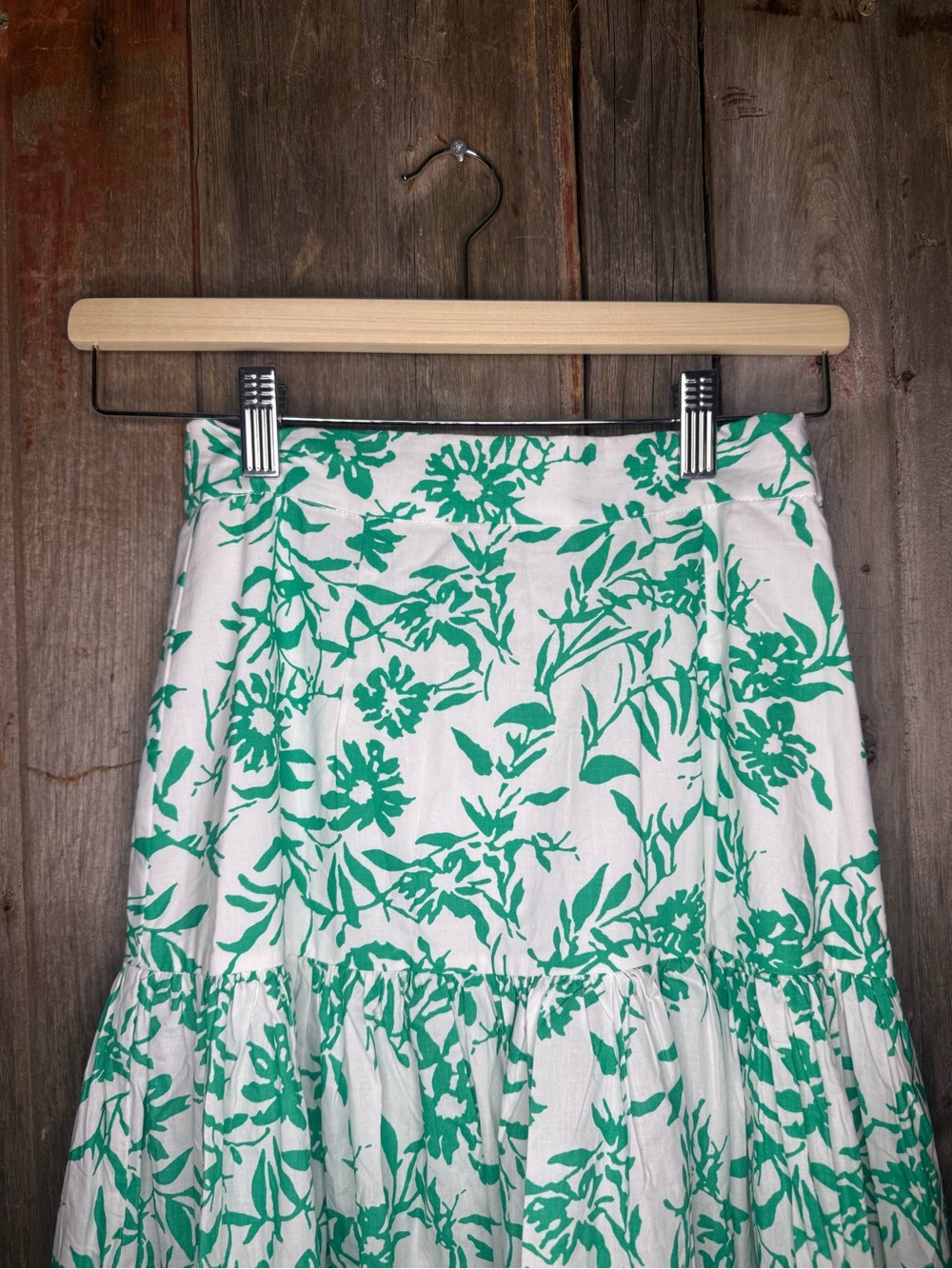 Runaway The Lablel Ayla White Maxi Skirt with Green Floral Print XS - Picture 4 of 11